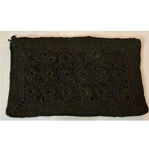 Vintage Black Crochet Zipper Bag, Large, Spacious, Unique Design, Handy